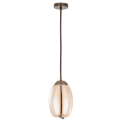 Arte Lamp CODY, Подвес, цвет арматуры - АНТИЧНАЯ БРОНЗА, цвет плафона/декора - КОНЬЯК, 1х10W LED, A7769SP-1AB