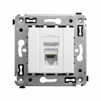 DKC Компьютерная розетка RJ-45 в стену, кат.6 одинарная,"Avanti", "Белое облако"