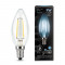 Лампа Gauss Filament Свеча 9W 710lm 4100К Е14 LED 1/10/50, 103801209