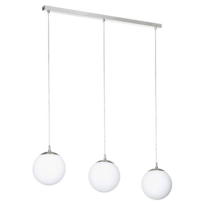 900395 Подвес RONDO, 3x40W(E27), сталь, никель мат, опаловое стекло, белый