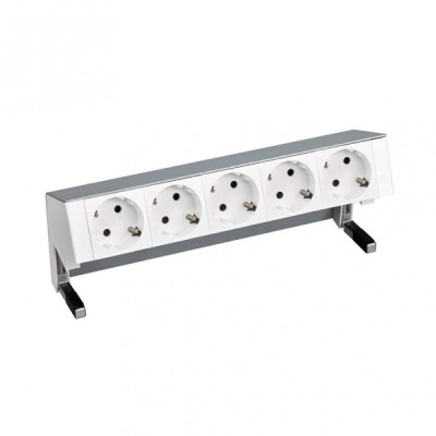 Simon 400 Алюминий Настольный розеточный блок, 5x2P+E, 42505000-133