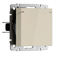 Werkel W1171203/ Розетка влагозащ. с зазем. с защит. крышкой и шторками N (слоновая кость), a069595