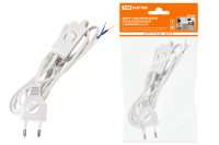 Шнур с выключателем и плоской вилкой с вырезом ШУ03В ШВВП 2х0,75мм2 2 м. белый TDM Electric, SQ1305-0021 Шнур с выключателем и плоской вилкой с вырезом ШУ03В ШВВП 2х0,75мм2 2 м. белый TDM Electric, SQ1305-0021