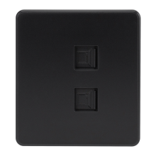 Розетка ROUND компьютерная двойная RJ45+RJ45 кат6 с/у оникс KRANZ, KR-78-0725-3