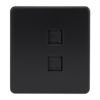 Розетка ROUND компьютерная двойная RJ45+RJ45 кат6 с/у оникс KRANZ, KR-78-0725-3