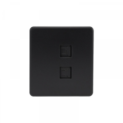 Розетка ROUND компьютерная двойная RJ45+RJ45 кат6 с/у оникс KRANZ, KR-78-0725-3