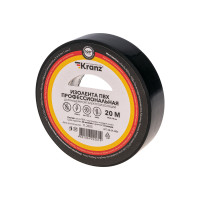 Изолента ПВХ профессиональная 0,18х19 мм х 20 м черная, (упак. 10 рулонов) KRANZ, KR-09-2806