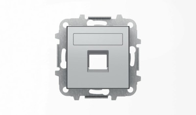 8518.1 PL - Накладка для 1-го суппорта/разъёма типа 2017... или 2018..., со шторками и полем для надписи, серия SKY, цвет серебристый алюминий - 2CLA851810A1301