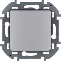 Legrand Выключатель кнопочный одноклавишный - Legrand Inspiria - с нормально-открытым контактом 6А 250В безвинтовые зажимы - алюминий, 673692