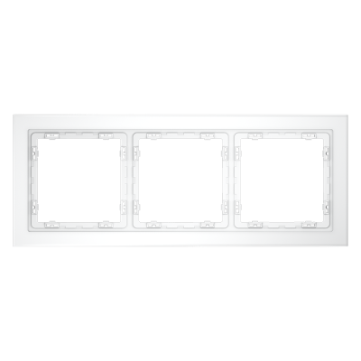 Рамка стеклянная VOLTUM S70 на 3 поста, (белый,матовый,стекло), VLS110302