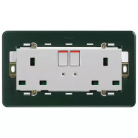 Vimar Розетка 2P+T 13A Британский стандарт, с 2-мя выключателями, серебро, 14222.SL