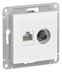 ATN001389 - ATLASDESIGN РОЗЕТКА двойная ТВ + компьютерная RJ45 кат. 5e, механизм, ЛОТОС, Systeme Electric