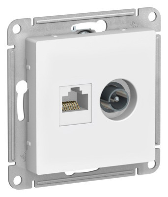 ATN001389 - ATLASDESIGN РОЗЕТКА двойная ТВ + компьютерная RJ45 кат. 5e, механизм, ЛОТОС, Systeme Electric