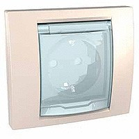 РОЗЕТКА со шторками, с крышкой, IP44, БЕЖЕВЫЙ