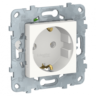 Unica New Розетка 2К+З без штор., с быстрозажим. клеммами,16А, 250В, белый