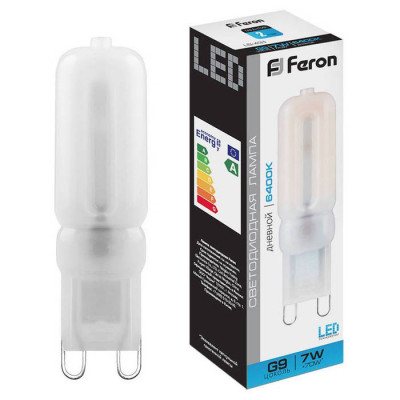 Лампа светодиодная, (7W) 230V G9 6400K JCD9, LB-431, Feron 25757