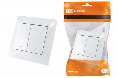 Выключатель на 2 направления 2 кл. 10А белый "Лама" TDM Electric, SQ1815-0007