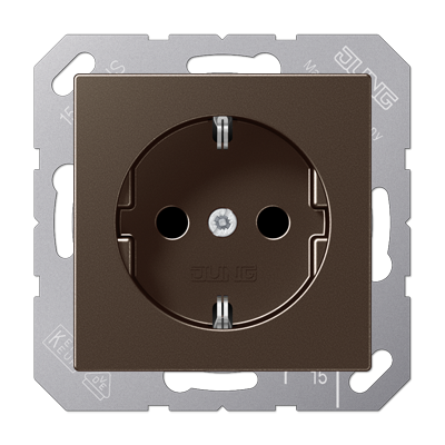 Штепсельная розетка SCHUKO 16А / 250В, с защитными шторками, пружинные зажимы; дюропласт; мокко; A500, A1520KIMO