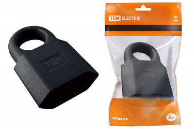 Кабельная розетка 2П 10А 250B (под евровилку CEE 7/16) с з/ш с кольцом черная TDM Electric, SQ1806-0192