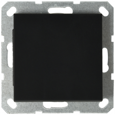 Выключатель одноклавишный 10A 250V~ с накладкой цвет черный матовый (soft touch), G3011PB, Jasmart Electric