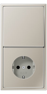 Jung Блок: Выключатель 1-клавишный с розеткой 2к+з,  серия LS 990