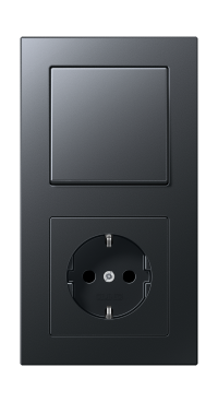 Jung Блок: Выключатель 1-клавишный с розеткой 2к+з,  серия A Creation