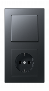 Jung Блок: Выключатель 1-клавишный с розеткой 2к+з,  серия A Creation