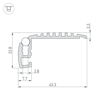 Профиль STEP-MINI-2000 ANOD (Arlight, Алюминий), 019195