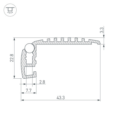 Профиль STEP-MINI-2000 ANOD (Arlight, Алюминий), 019195