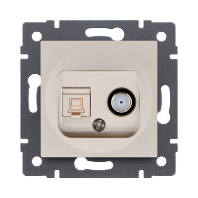 Розетка двойная спутниковая SAT + RJ45 Cat.5, золотой Kollinger REA-022GD для Aspekt, Eleganz, Reflex