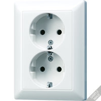 Штепсельная розетка SCHUKO 16A 250V~ с защитой от детей, сдвоенная; слоновая кость, AS5020KIU Штепсельная розетка SCHUKO 16A 250V~ с защитой от детей, сдвоенная; слоновая кость, AS5020KIU