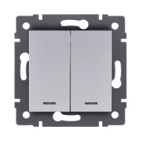 Выключатель 2-клавишный 10А/250В с LED подсветкой, серый Kollinger REA-S-008GY для Aspekt, Eleganz, Reflex Выключатель 2-клавишный 10А/250В с LED подсветкой, серый Kollinger REA-S-008GY для Aspekt, Eleganz, Reflex