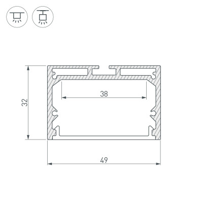 Профиль с экраном SL-LINE-4932-2500 BLACK+OPAL (Arlight, Алюминий), 027988
