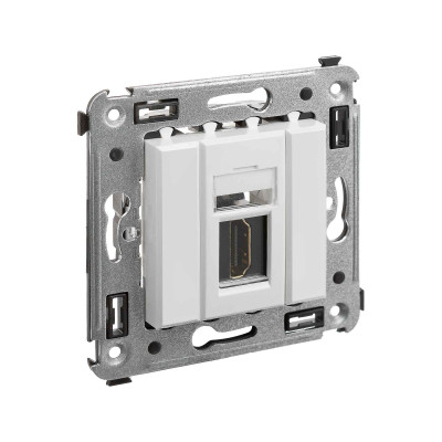 4400253 - ДКС HDMI розетка одинарная в стену, тип А-А, "Avanti", "Белое облако"