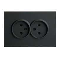 Feron Розетка 2-местная с защитной шторкой б/з, 250В, 16А, серия Эмили, RST16-5116-05, черный уголь, soft touch, 49851, STEKKER