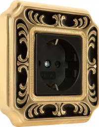 Fede Розетка 2к+з, цвет Черный - Jet Black, серия Smalto Italiano Collection - Siena