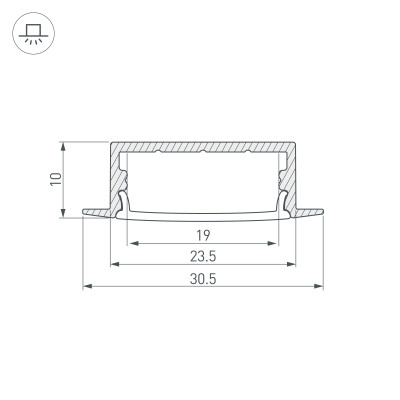 Профиль с экраном ARH-WIDE-F-H10-2000 ANOD+OPAL (Arlight, Алюминий), 036769