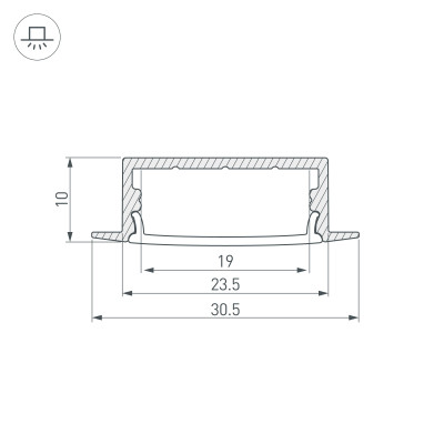 Профиль с экраном ARH-WIDE-F-H10-2000 ANOD+OPAL (Arlight, Алюминий), 036769