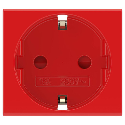 ДКС Розетка силовая 2Р+Е, со шторками, «Viva», 2 мод., красная, 45015