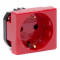 ДКС Розетка силовая 2Р+Е, со шторками, «Viva», 2 мод., красная, 45015
