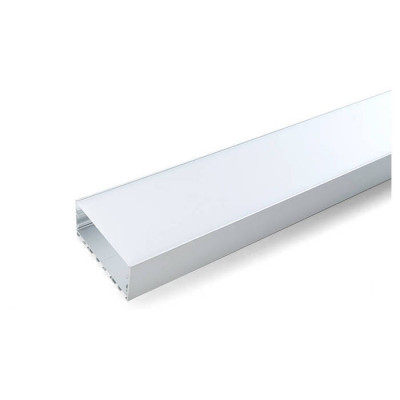 Профиль алюминиевый "Линии света" накладной, серебро, CAB258 с матовым экраном, 2 заглушками, 4 крепежами в комплекте, Feron 10375