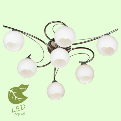 LUSSOLE DANBURY Люстра потолочная, цвет основания - хром, плафон - стекло (цвет - белый), 7x6W E14, GRLSP-8036