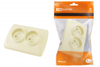 Розетка двойная 2П 10А 250В с защ. шт. сл. кость "Онега" TDM Electric, SQ1805-0041