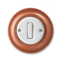 3559K-C06345 52 - Переключатель одноклавишный ABB Decento белый фарфор / натуральное дерево вишня - 2CHK590634C4052