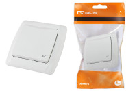 Розетка с крышкой 2П+З с защитными шторками 16А 250В белая "Онега" TDM Electric, SQ1805-0014