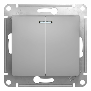 Glossa Выключатель 2-клав. 10А 250В~ с подсветкой, сх.5а, алюм.