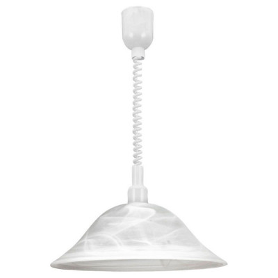 3355 Подвес ALESSANDRA регул., 1х60W (E27), ?300, H1100, пластик белый/алебастр. стекло, белый