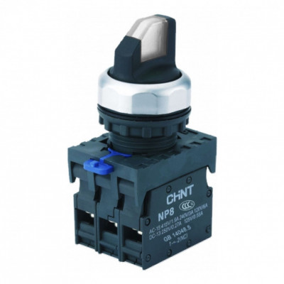 Chint Переключатель подсвет. NP8-10XD/211, 2 полож. фикс., белый, AC110-230В(LED), 1НО+1НЗ, IP65 (R), 667617