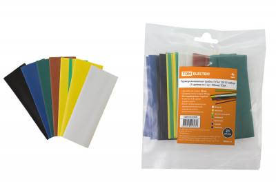 Термоусаживаемая трубка ТУТнг 20/10 набор (7 цветов по 3 шт. 100мм) TDM Electric, SQ0518-0509