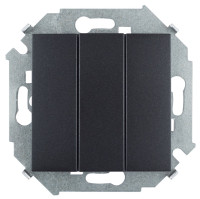 Simon Выключатель трехклавишный, 10А, 250В, винтовой зажим, графит, 1591391-038